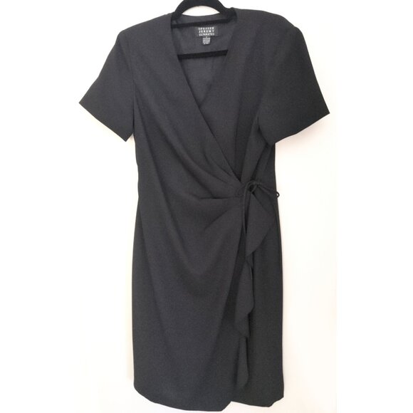 Vintage Black Wrap Dress Gothic Short Sleeve Spenser Jeremy Separates SEE PICS - Picture 1 of 12